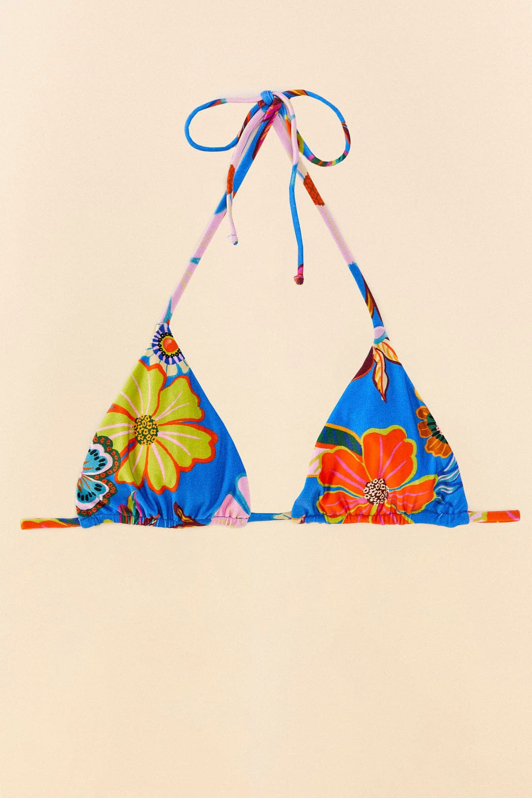 Haut de bikini triangle réversible Full Garden - Bleu
