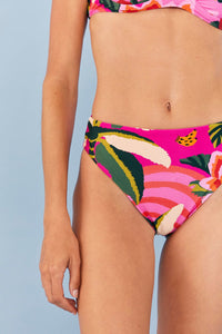 Bas de bikini taille haute Leopard Forest - Rose