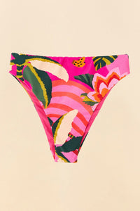 Bas de bikini taille haute Leopard Forest - Rose