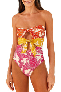 Tropical Woodcut one-piece swimming costume - Multicolour