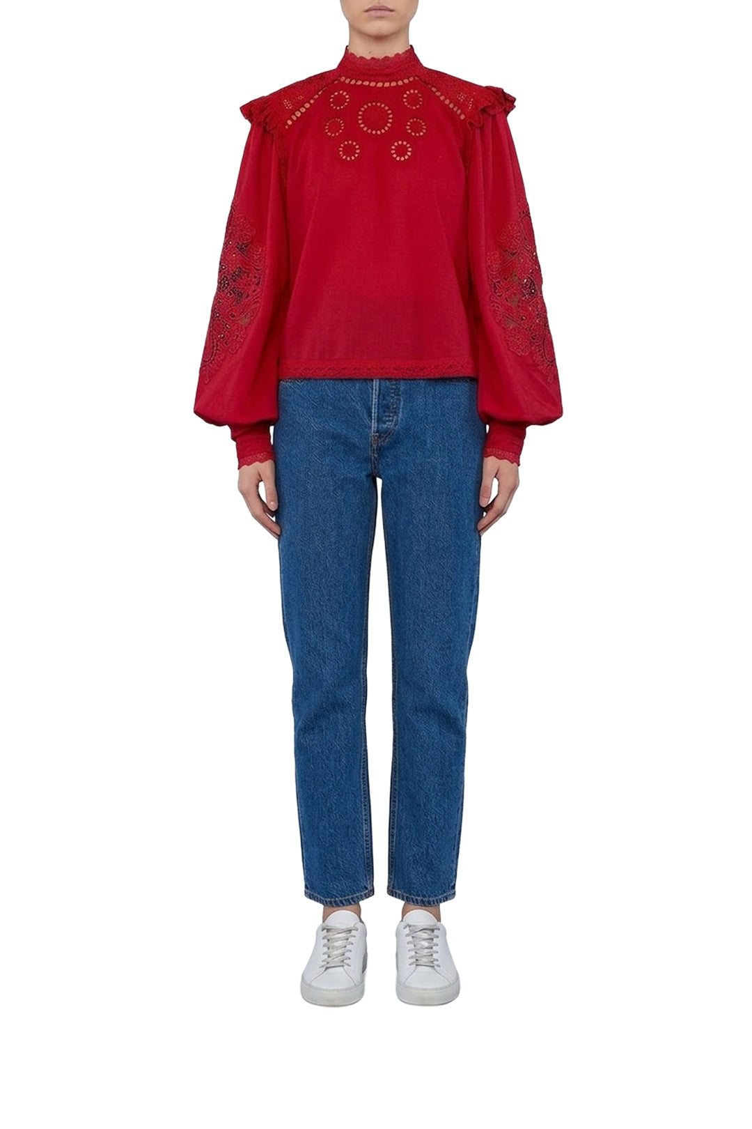 Blouse ajourée Romantic - Rouge