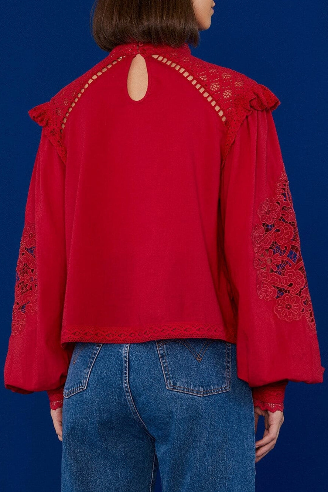 Blouse ajourée Romantic - Rouge