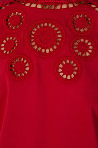 Blouse ajourée Romantic - Rouge