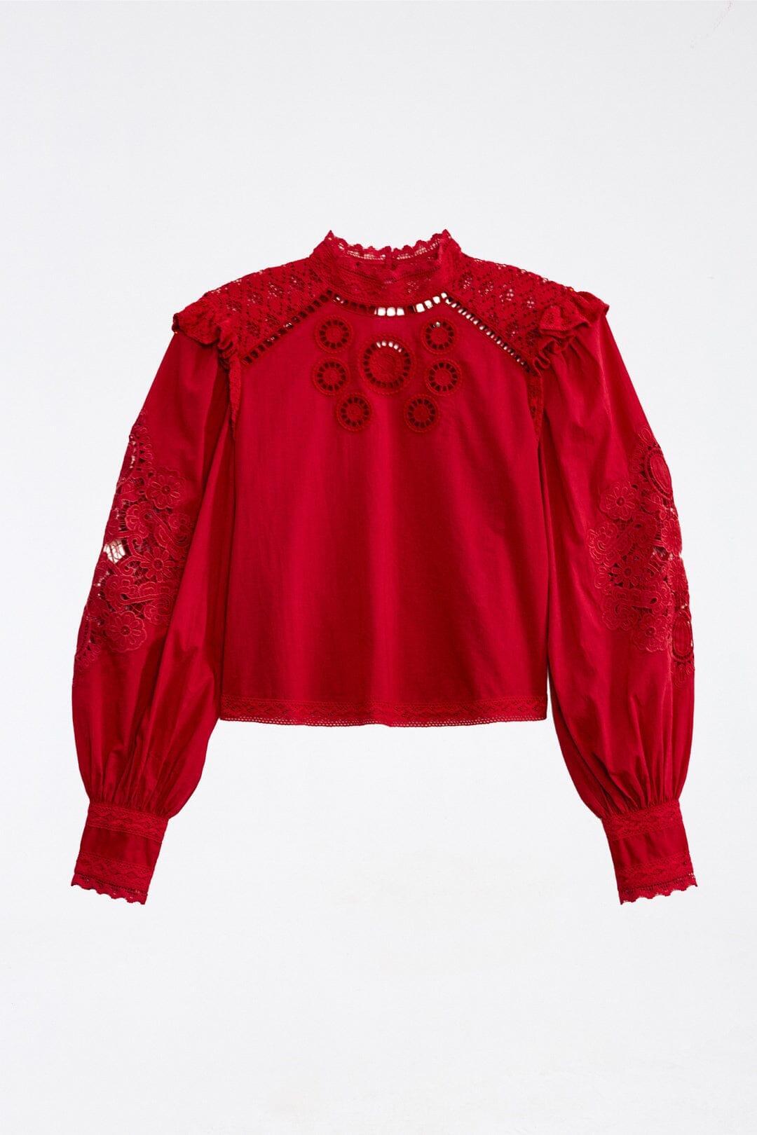 Blouse ajourée Romantic - Rouge