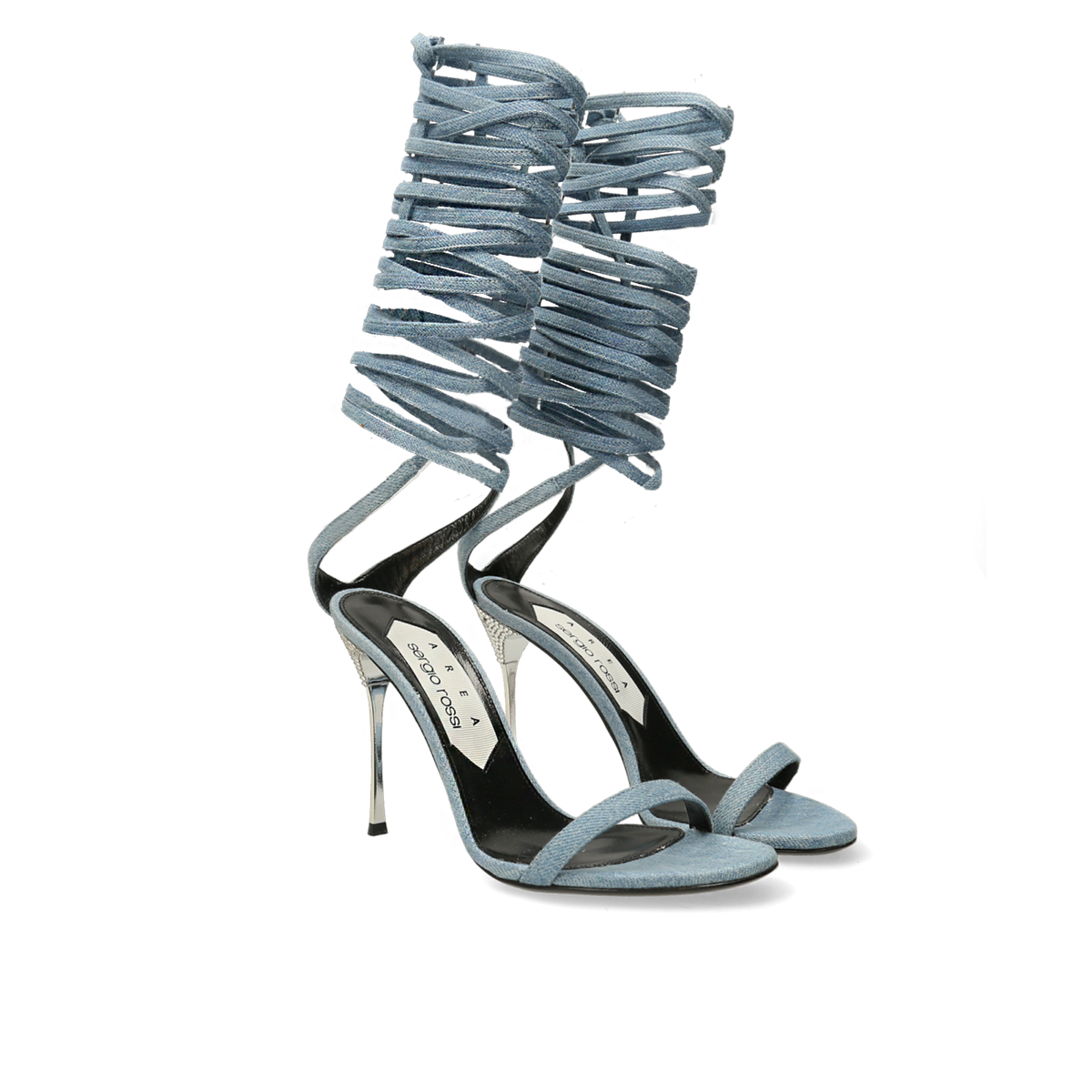 SERGIO ROSSI Sandales Shibari Area 105 en cuir - Bleu