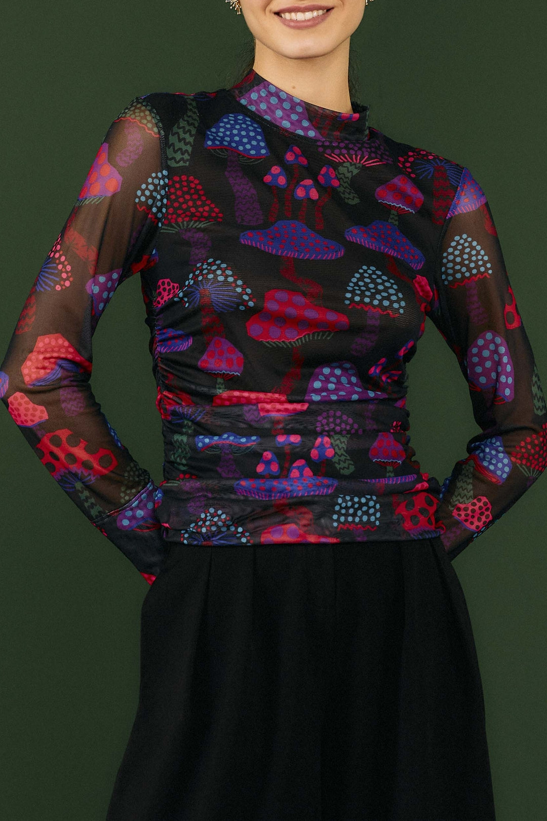 Blouse Mushrooms Neon en tulle - Multicolore