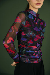 Blouse Mushrooms Neon en tulle - Multicolore