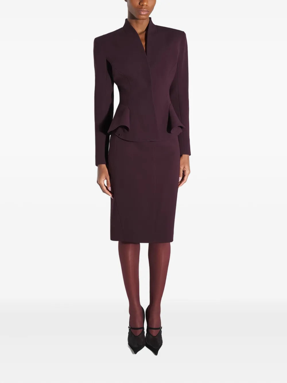 Veste évasée en laine - Dark Plum