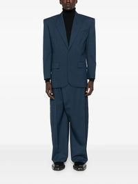 DARK BLUE // dark blue asymmetric panel pants