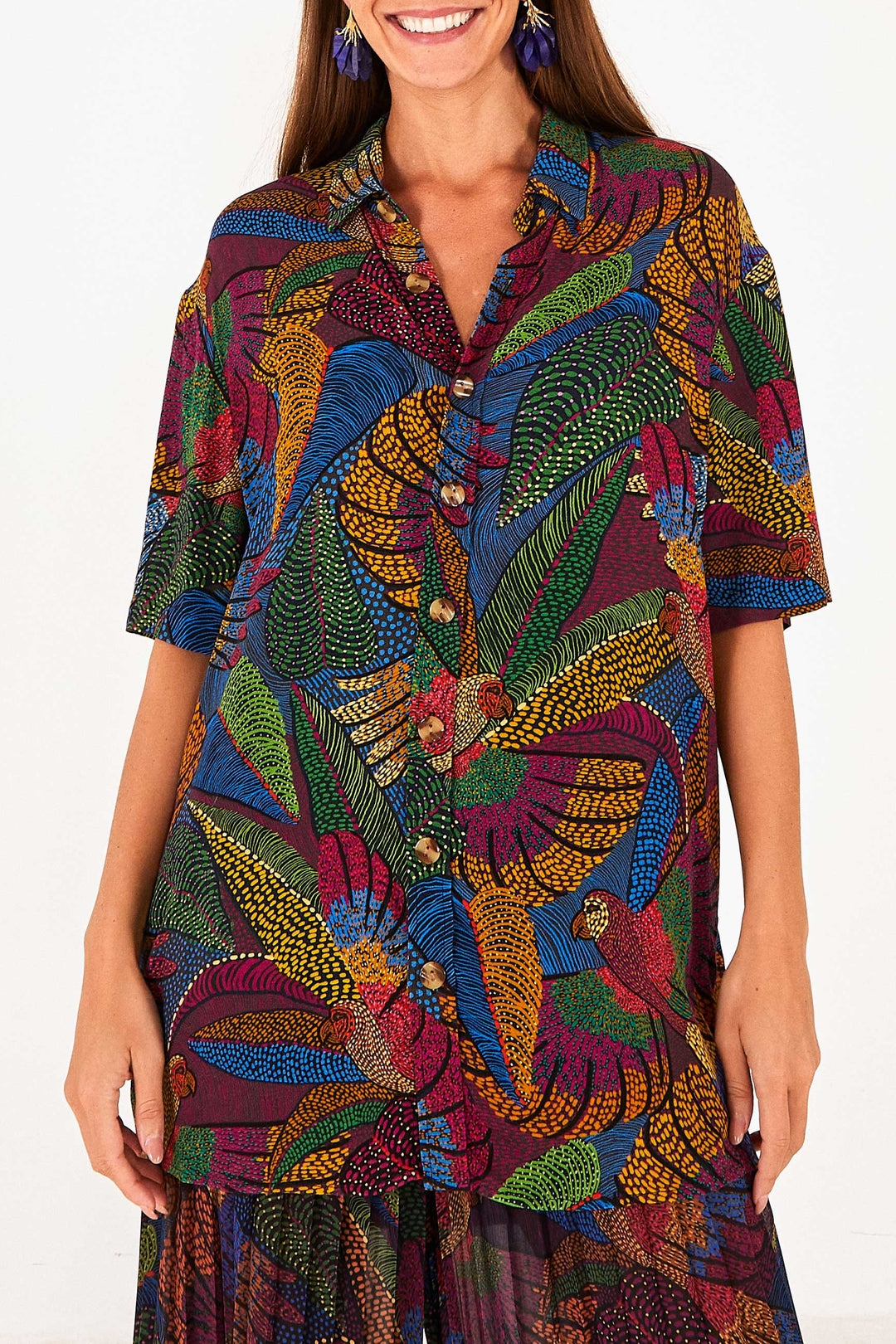 MEDIA OFF LINE_Chemise Dotted Macaws en coton - Multicolore