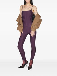 DARK RAISIN // burgundy boned stretch catsuit