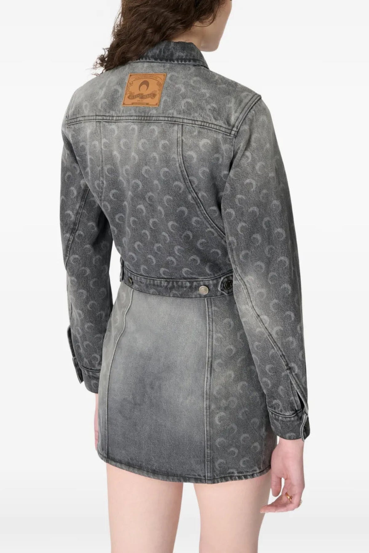Moon Laser Grey Wash Denim Cropped Jacke - Gris