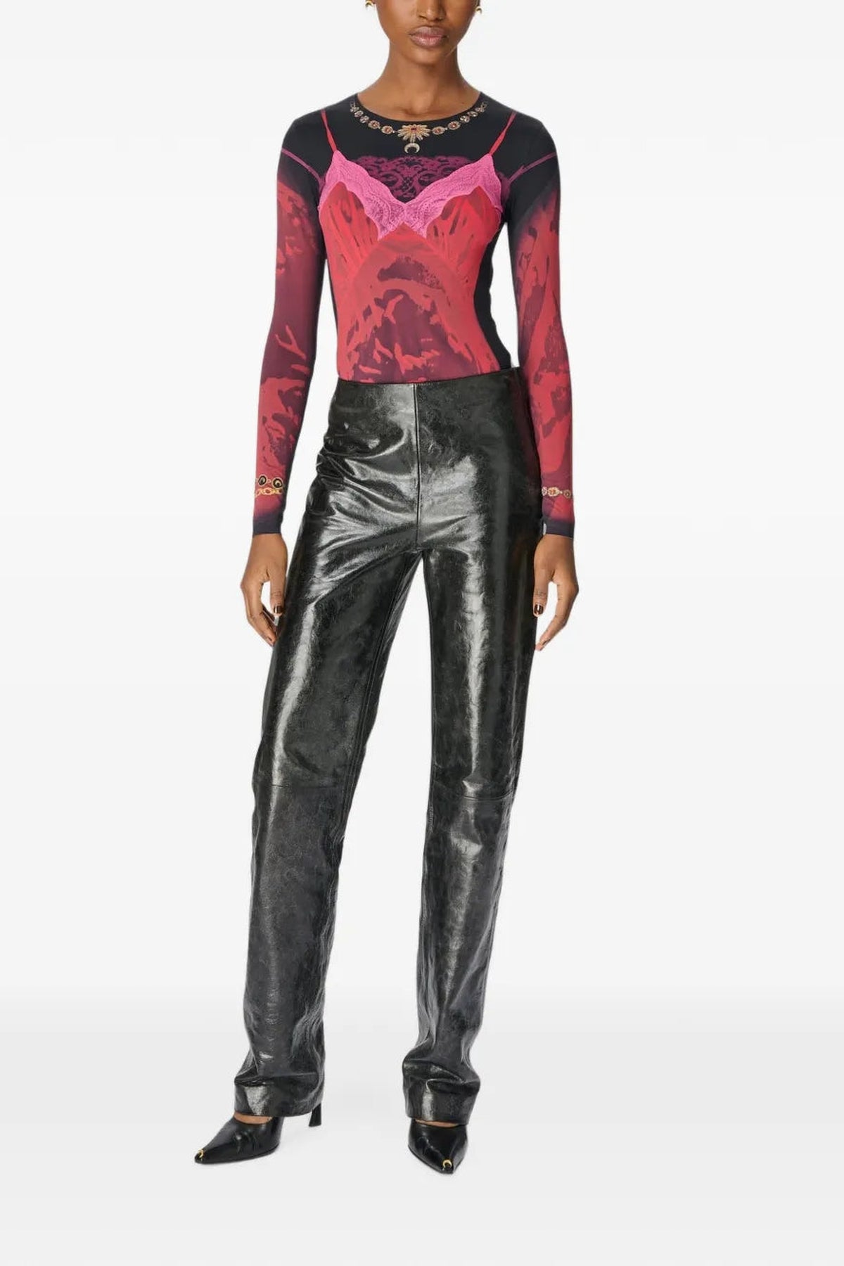 Wet Nuisette Printed Jersey Ls Crewneck - Rouge