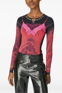 Wet Nuisette Printed Jersey Ls Crewneck - Rouge