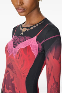 Wet Nuisette Printed Jersey Ls Crewneck - Rouge