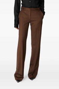 Virgin Wool Stretch Twill Trousers - Marron