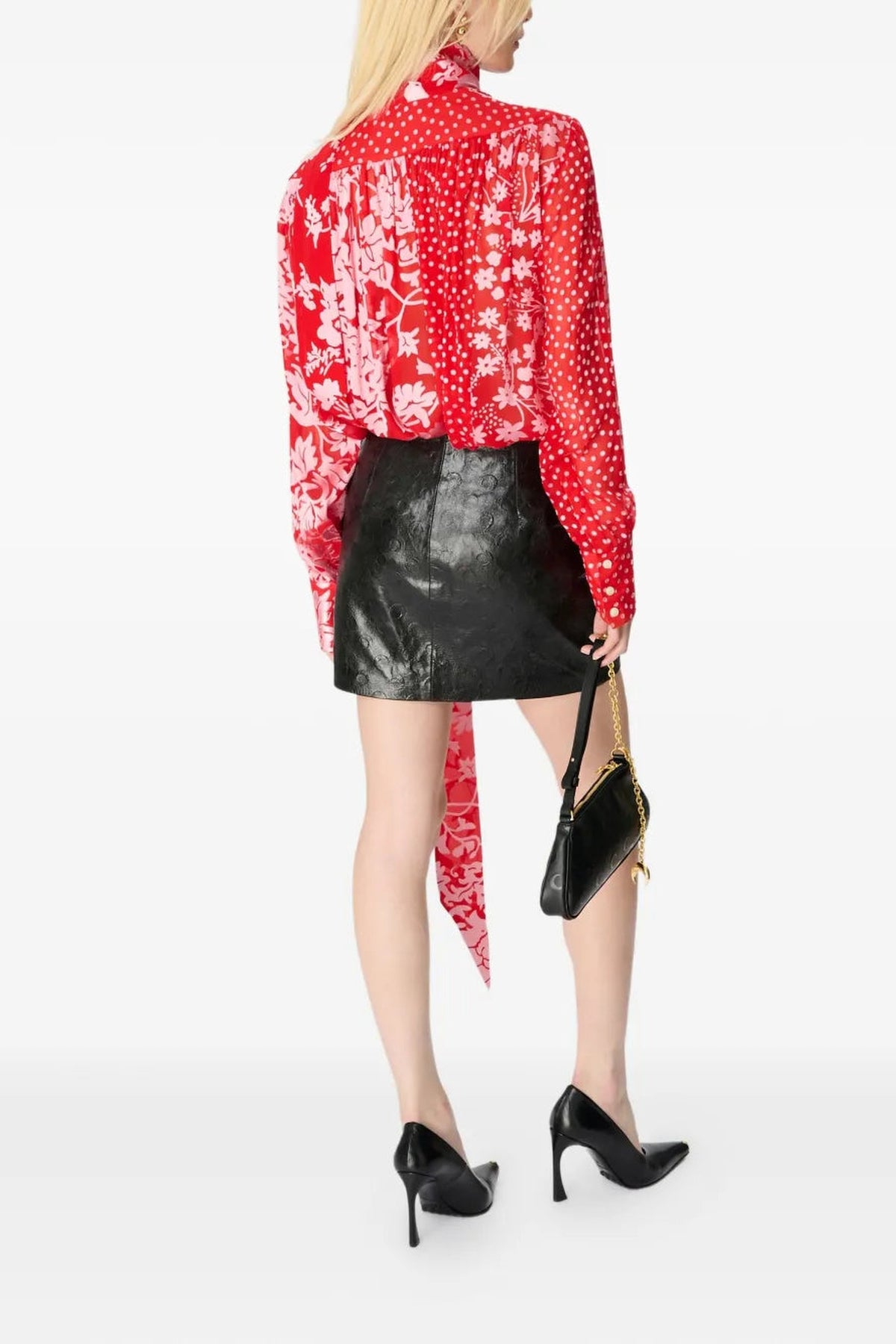Regenerated Raso Silk Scarves Ls Blouse - Rouge