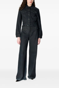 Moon Waxed Denim Cropped Jacket - Noir