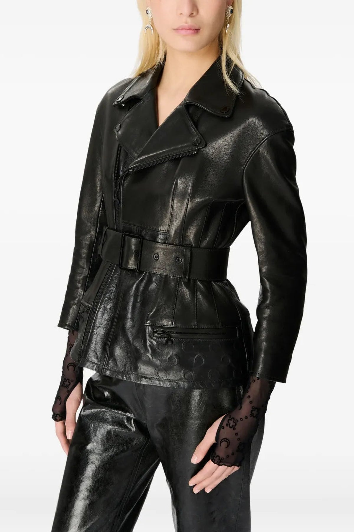 Glossy Moon Leather Perfecto - Noir