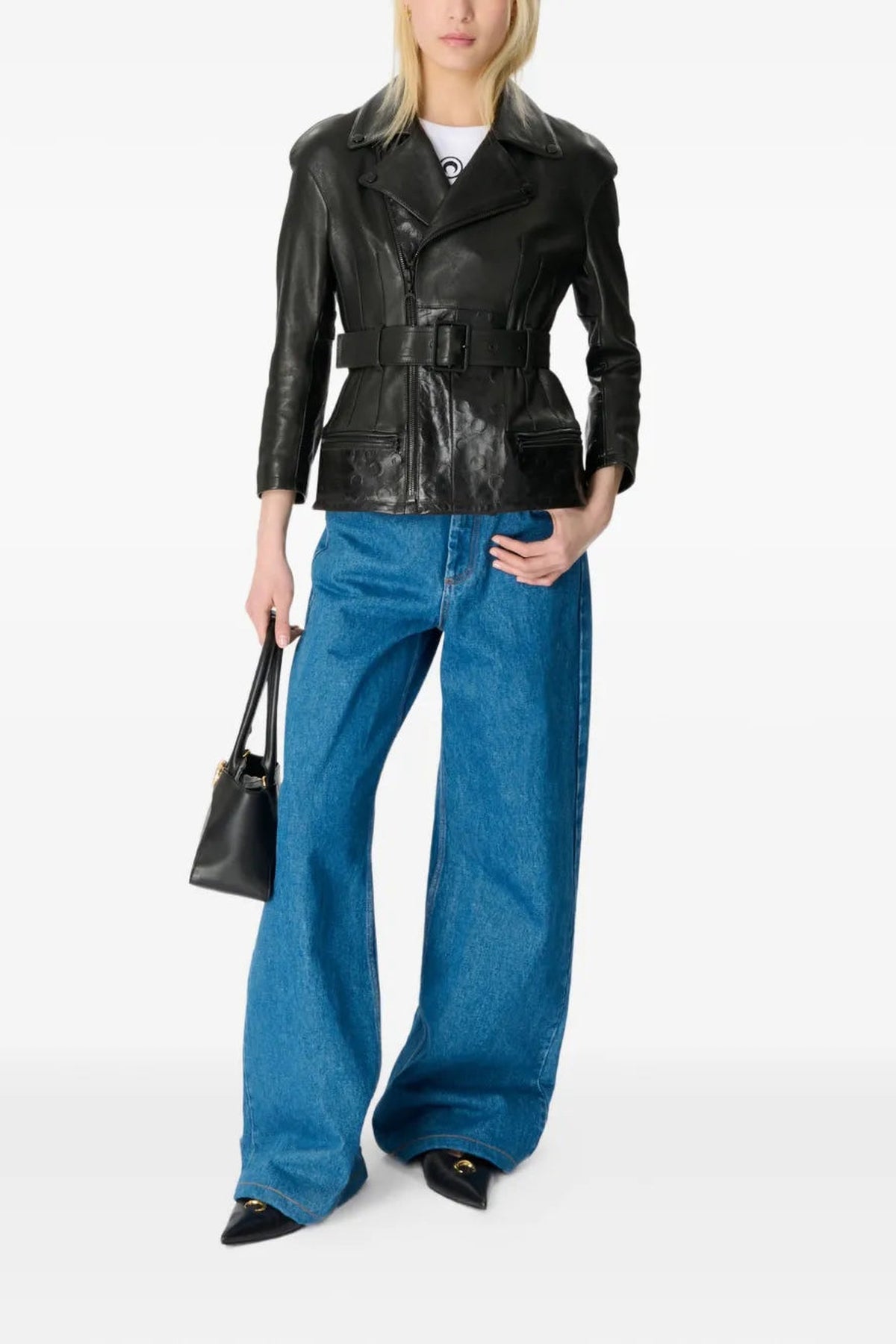 Glossy Moon Leather Perfecto - Noir