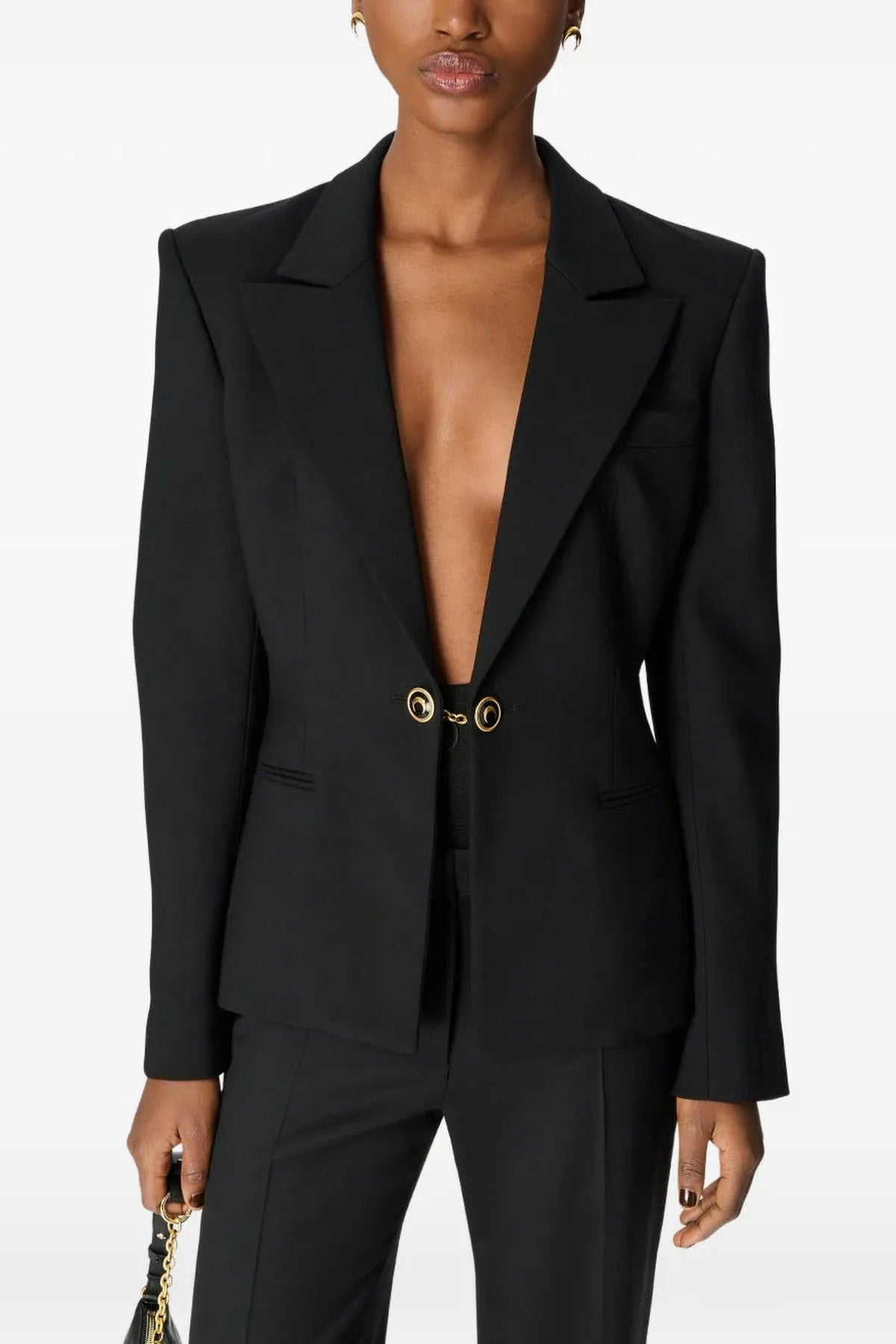 Blazer à épaulettes en laine - Noir