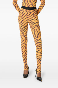 Tiger Printed Jersey Leggings - Orange