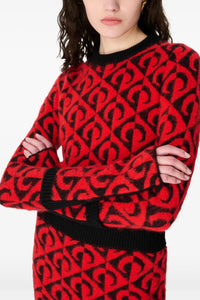 Moon Lozenge Knit Cropped Sweater - Multicolore