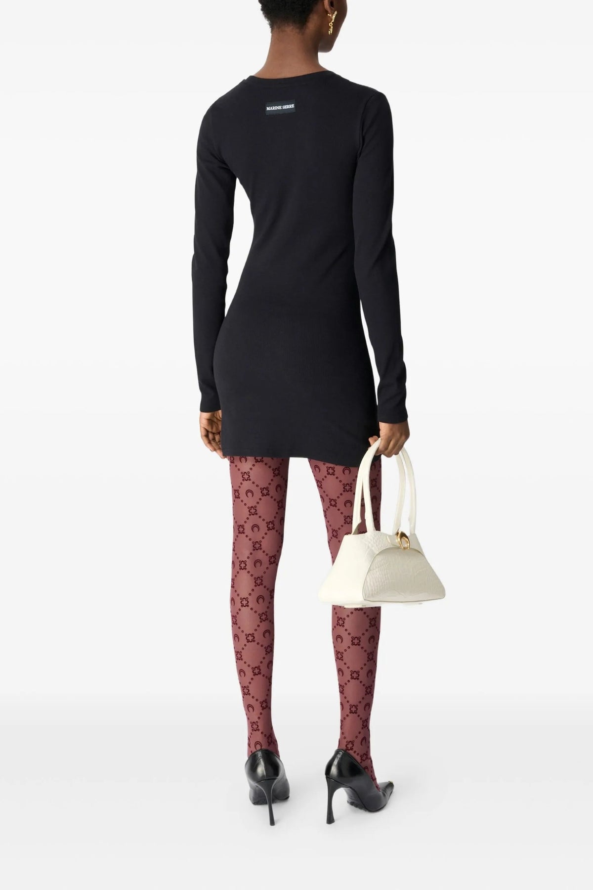 Moonogram Mesh Flock Tights - Violet