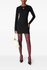 Moonogram Mesh Flock Tights - Violet