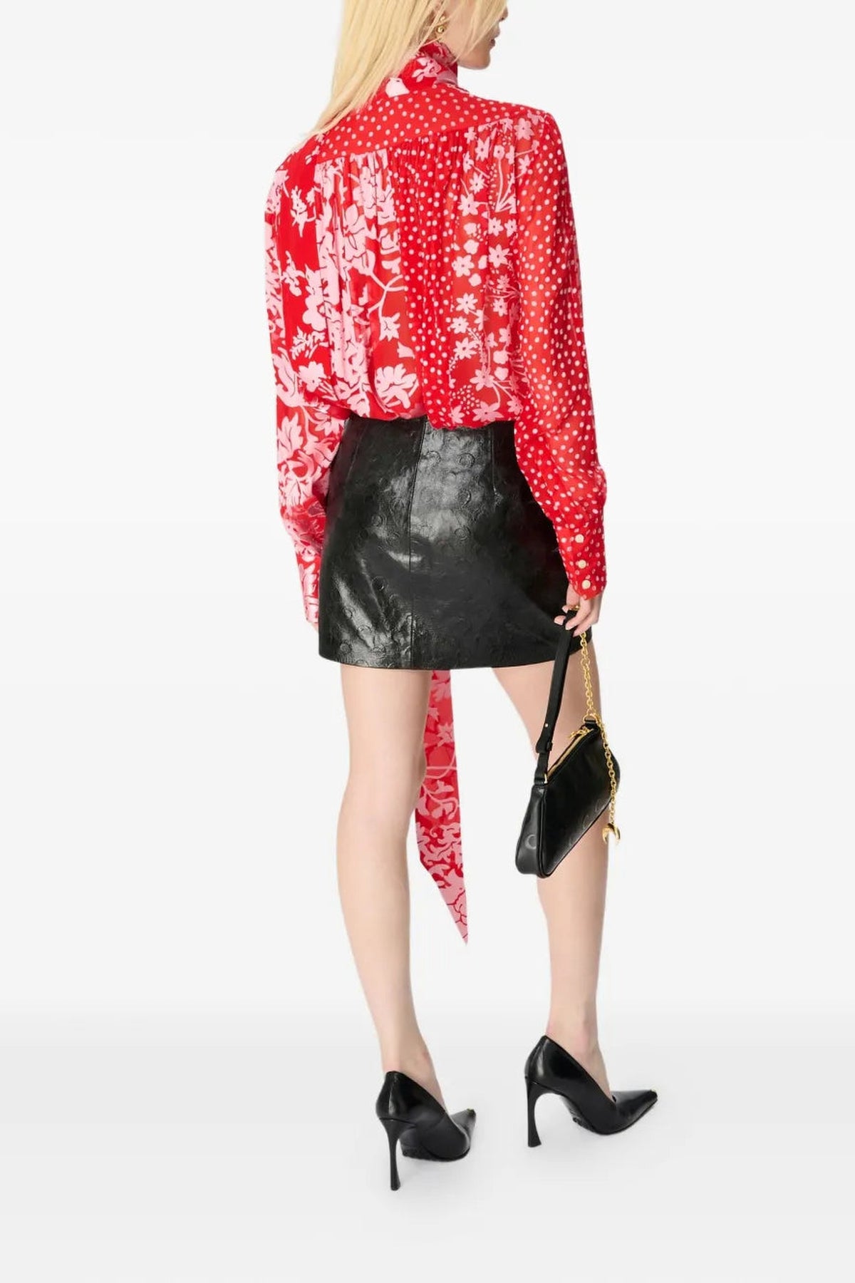 Glossy Moon Leather Mini Skirt - Noir
