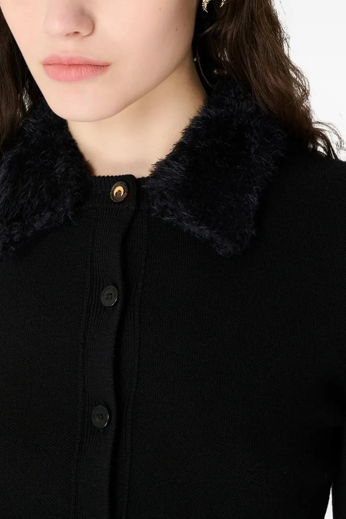 Cardigan court en laine - Noir