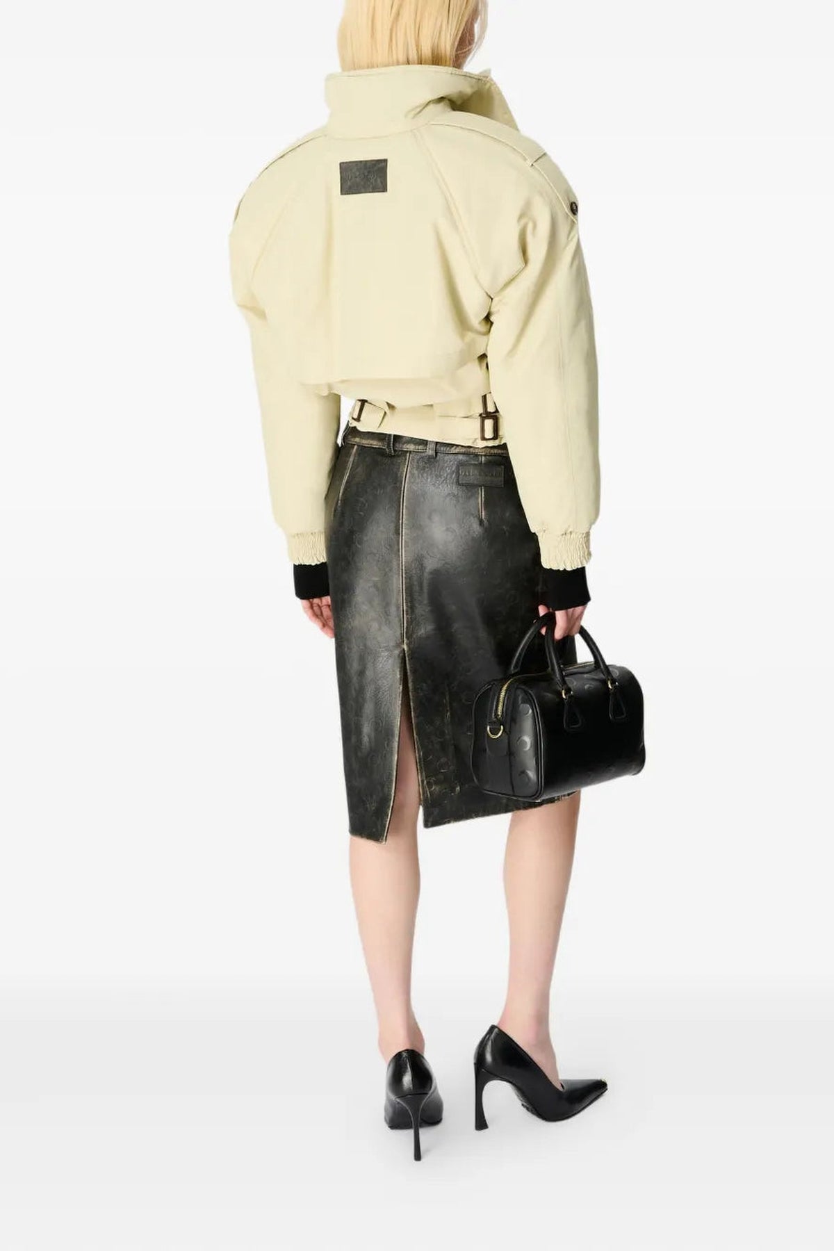 Regenerated Gabardine Twill Bomber Jacke - Beige