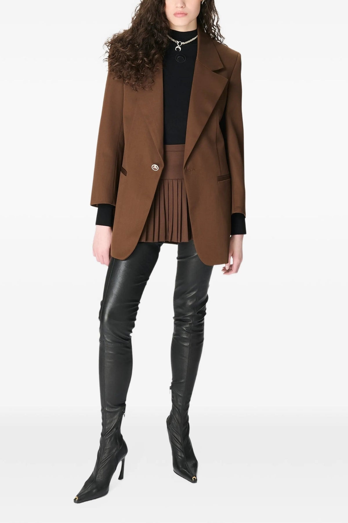 Virgin Wool Stretch Twill Mini Skirt - Marron