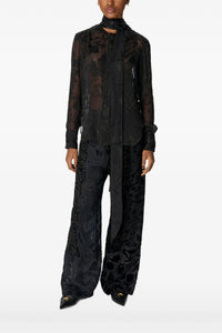 Regenerated Raso Silk Scarves Ls Blouse - Noir