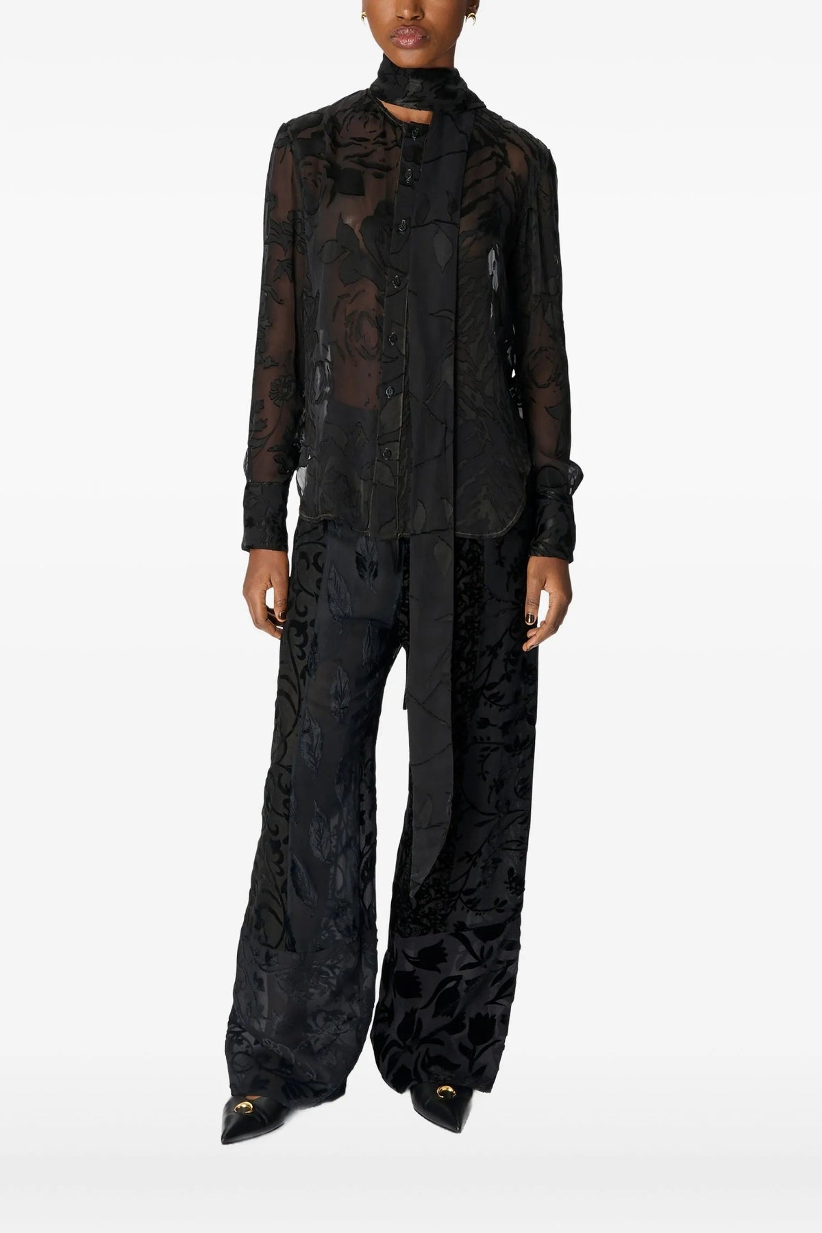 Regenerated Raso Silk Scarves Ls Blouse - Noir