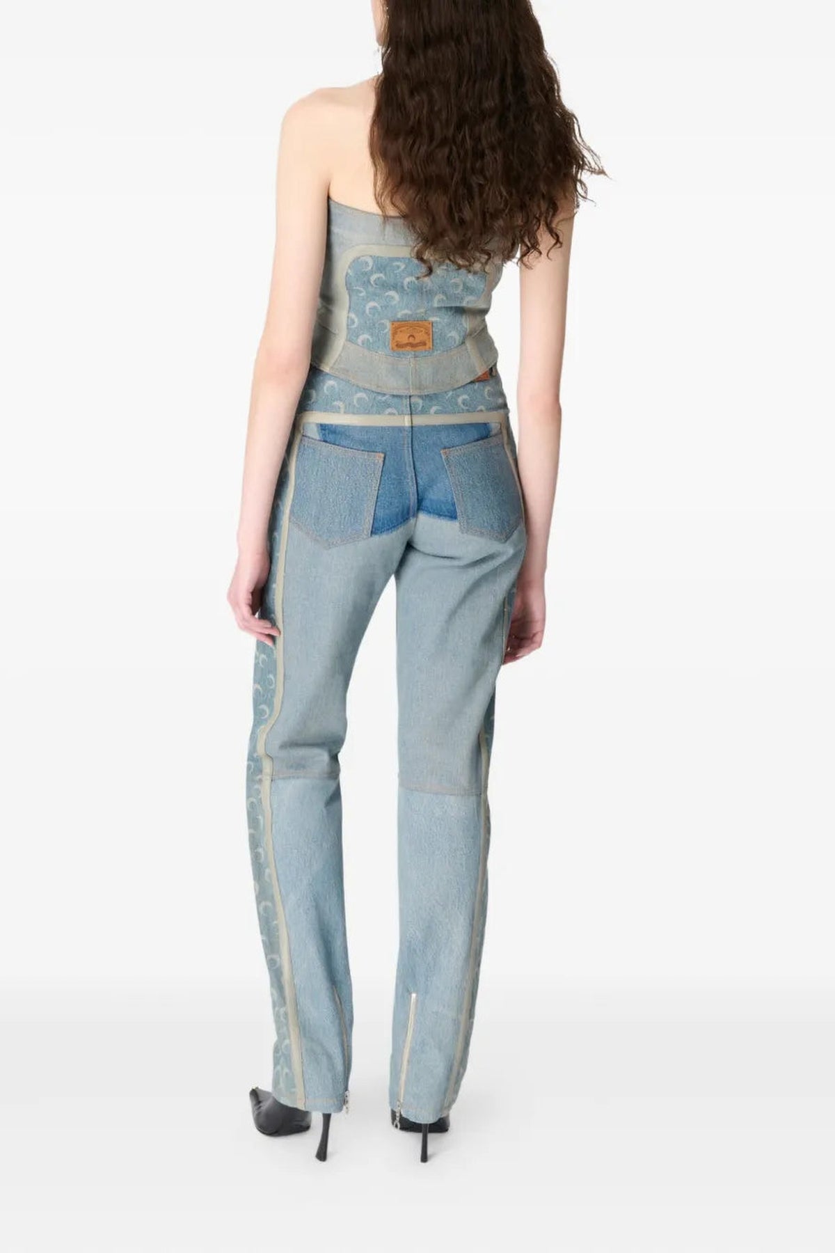 Regenerated Denim Bustier Top - Beige