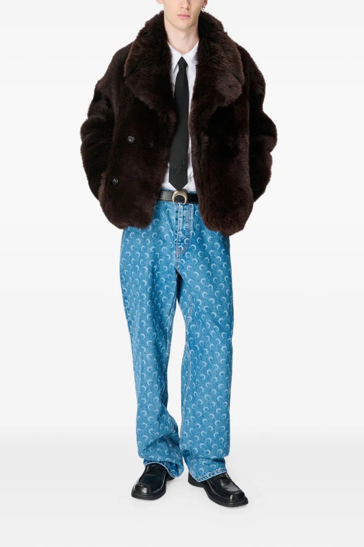 Hairy Shearling Leather Caban - Marron