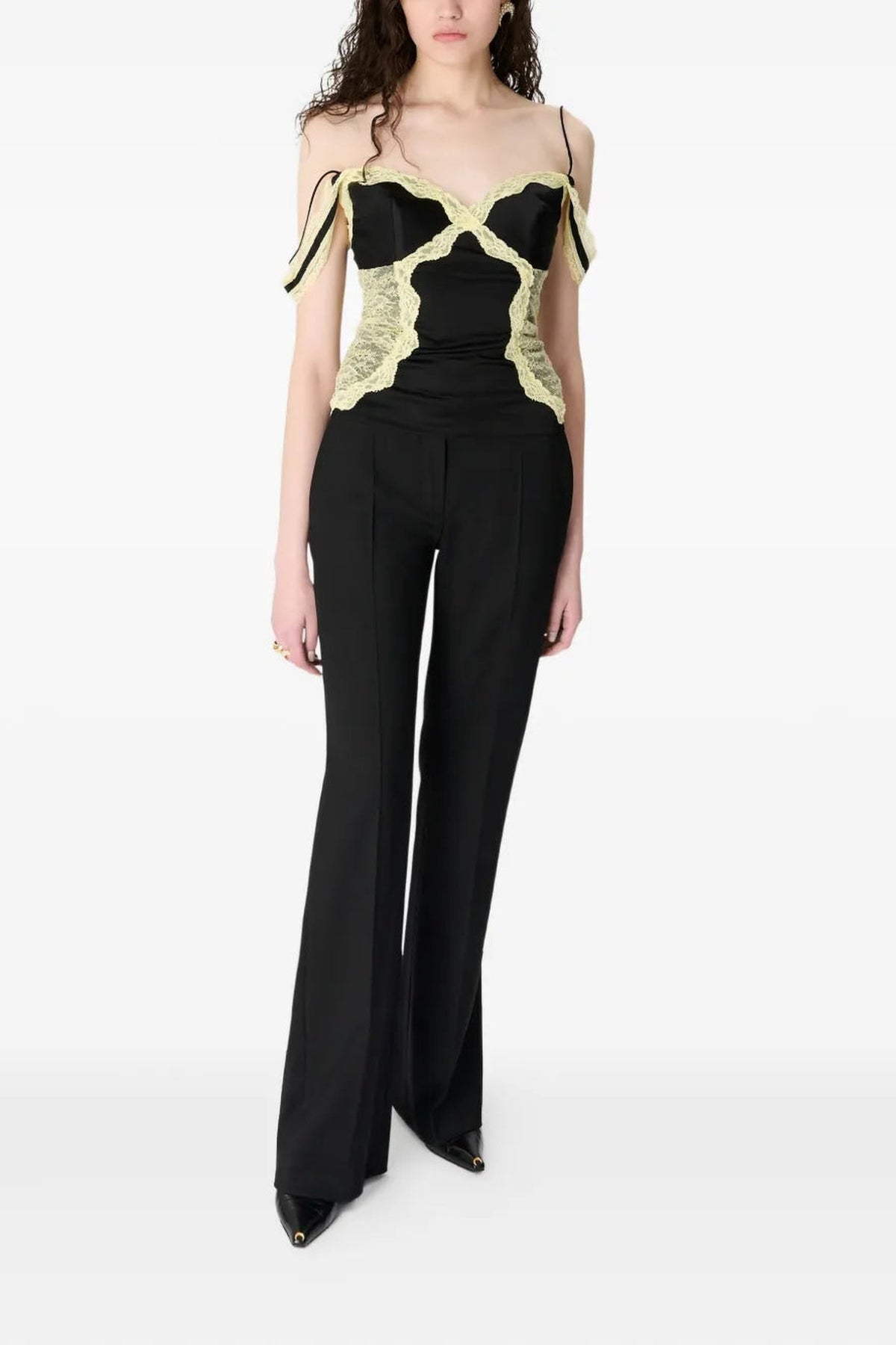Satin & Lace Strap Top - Noir