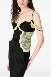 Satin & Lace Strap Top - Noir