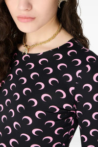 Moon Printed Jersey Ls Squareneck Top - Multicolore