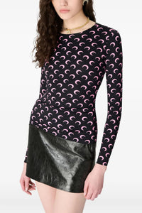Moon Printed Jersey Ls Squareneck Top - Multicolore