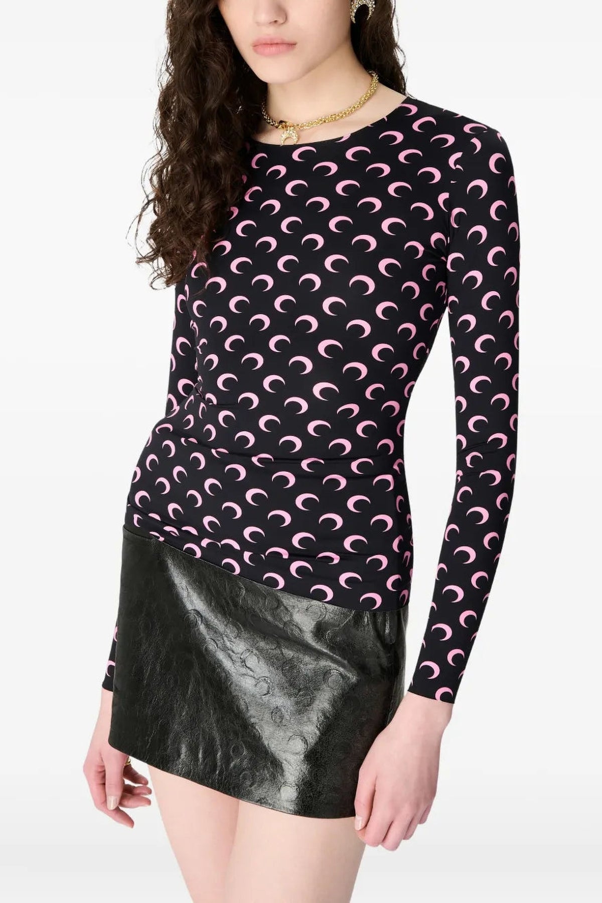 Moon Printed Jersey Ls Squareneck Top - Multicolore