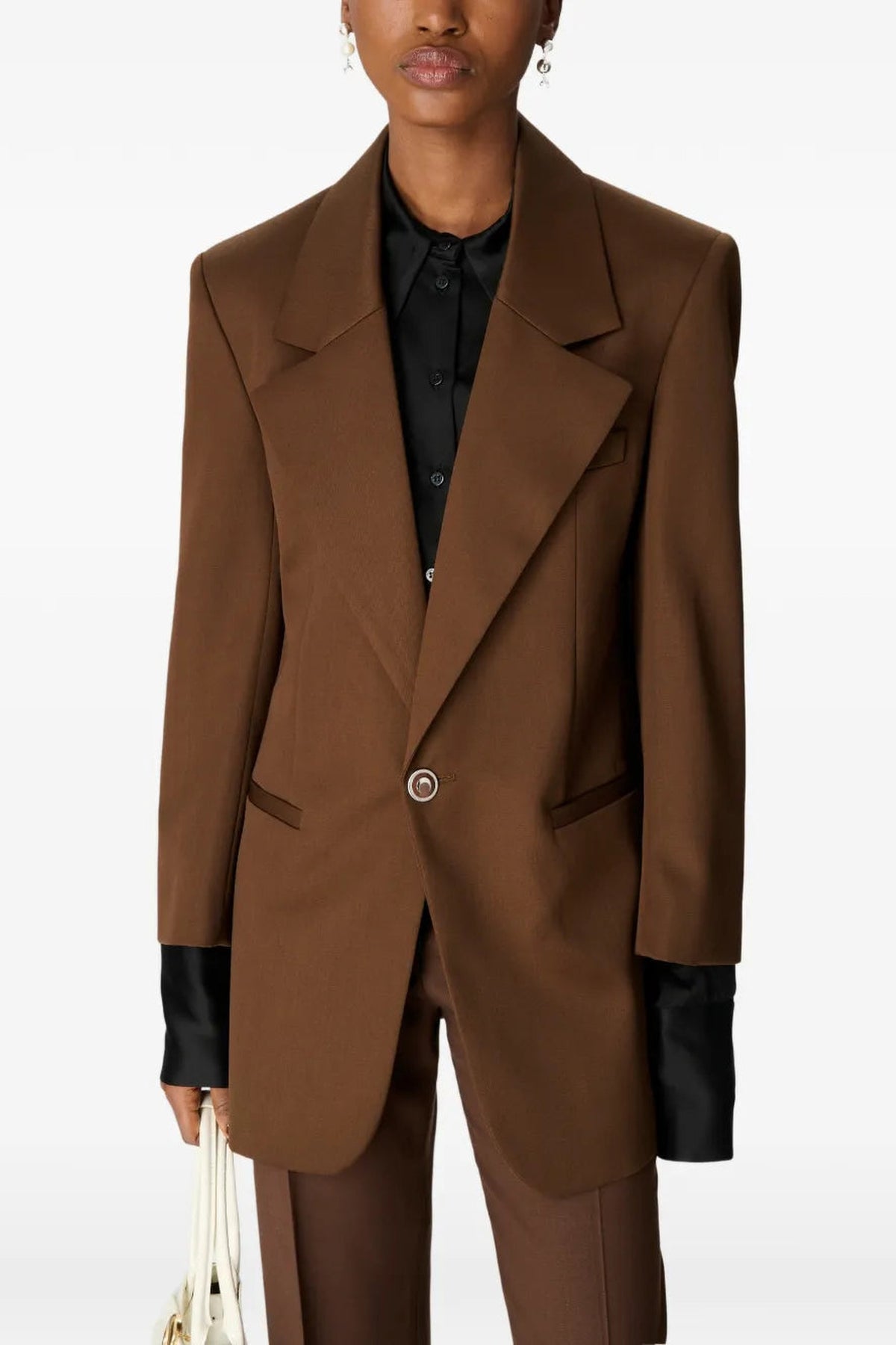 Virgin Wool Twill Boxy Blazer - Marron
