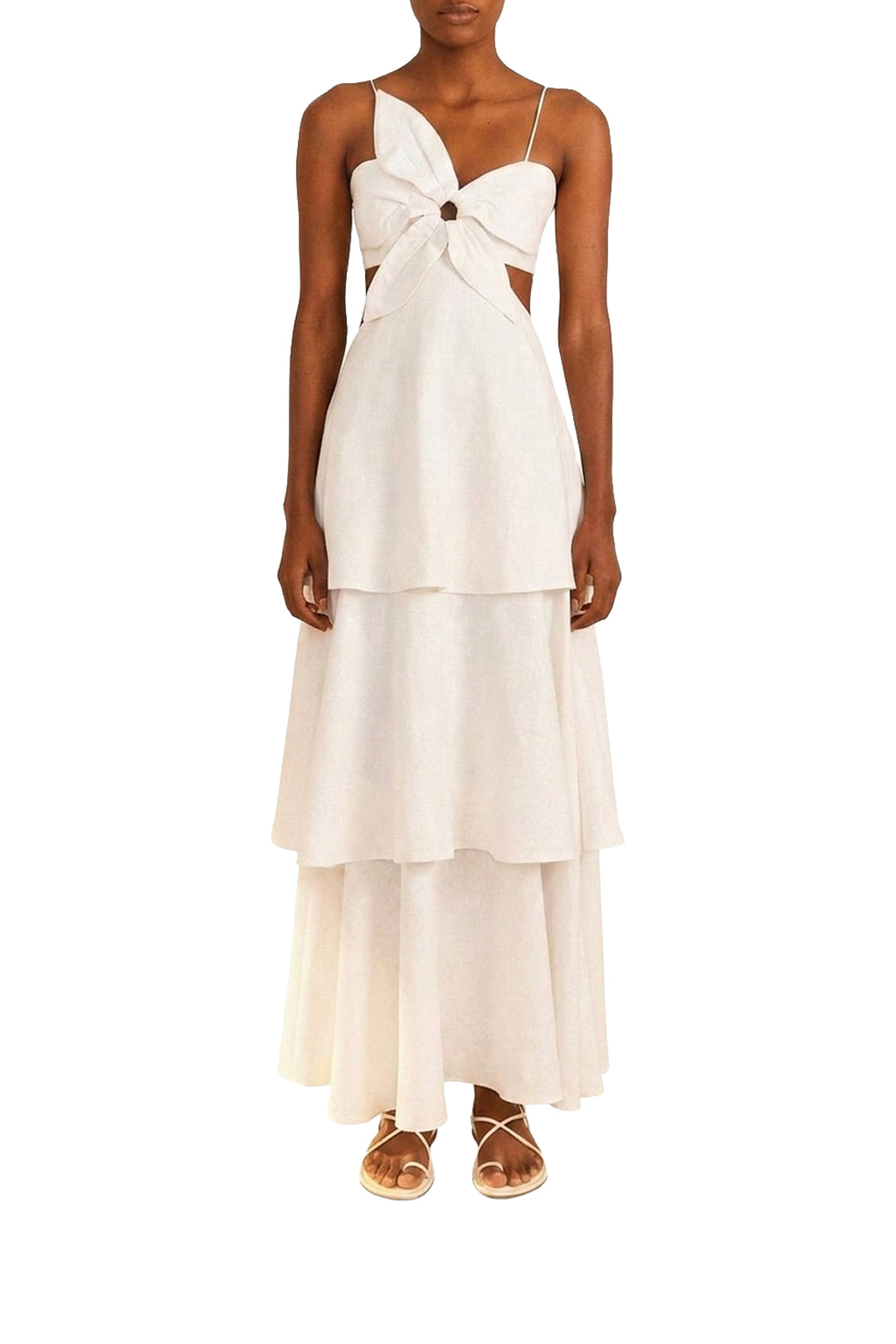 Robe longue Flower en lin - Blanc