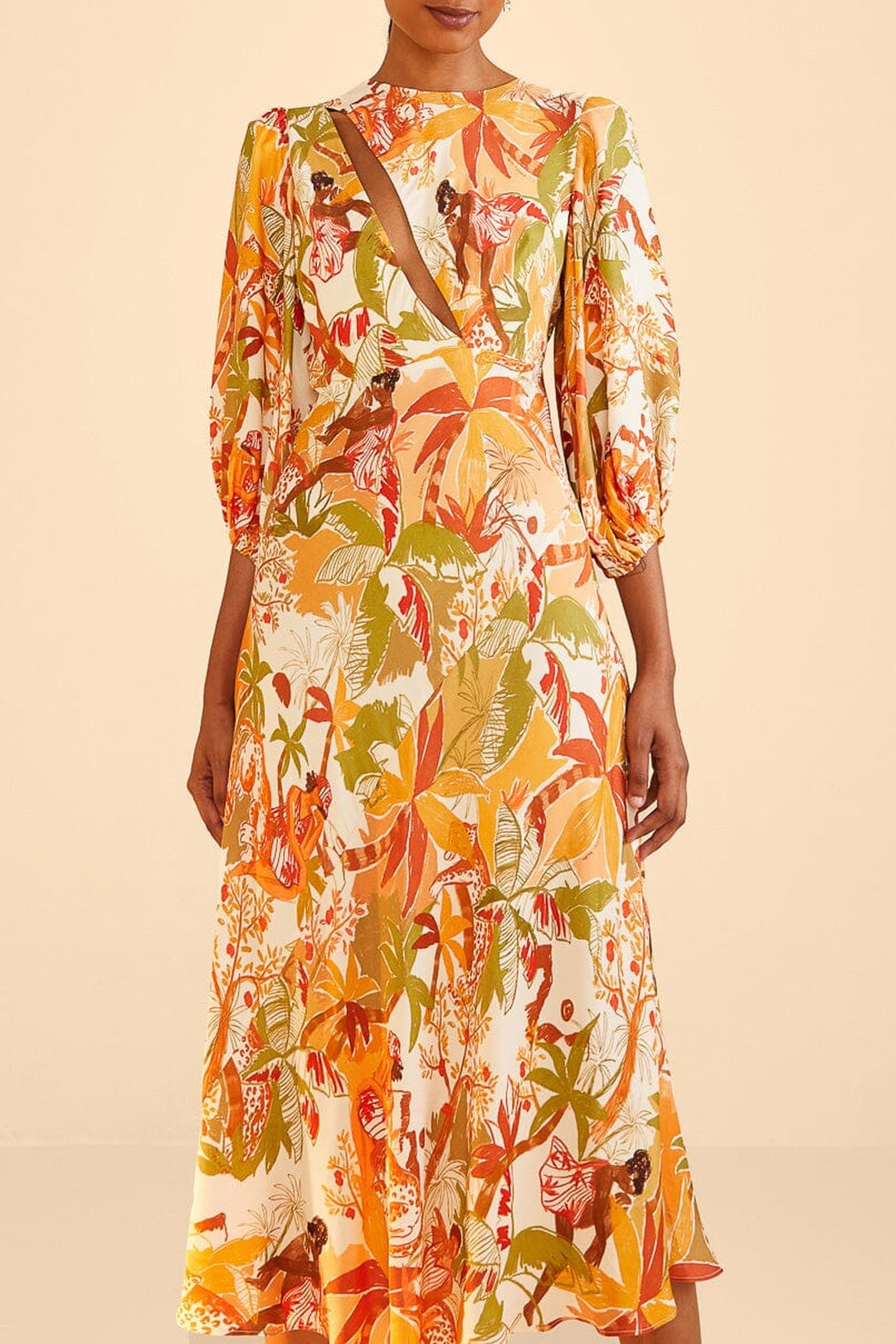 Robe midi Leopard Forest Sand - Orange