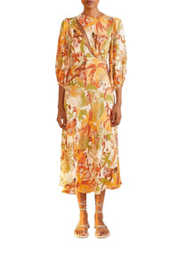 Robe midi Leopard Forest Sand - Orange