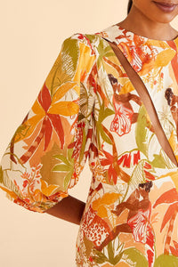 Robe midi Leopard Forest Sand - Orange