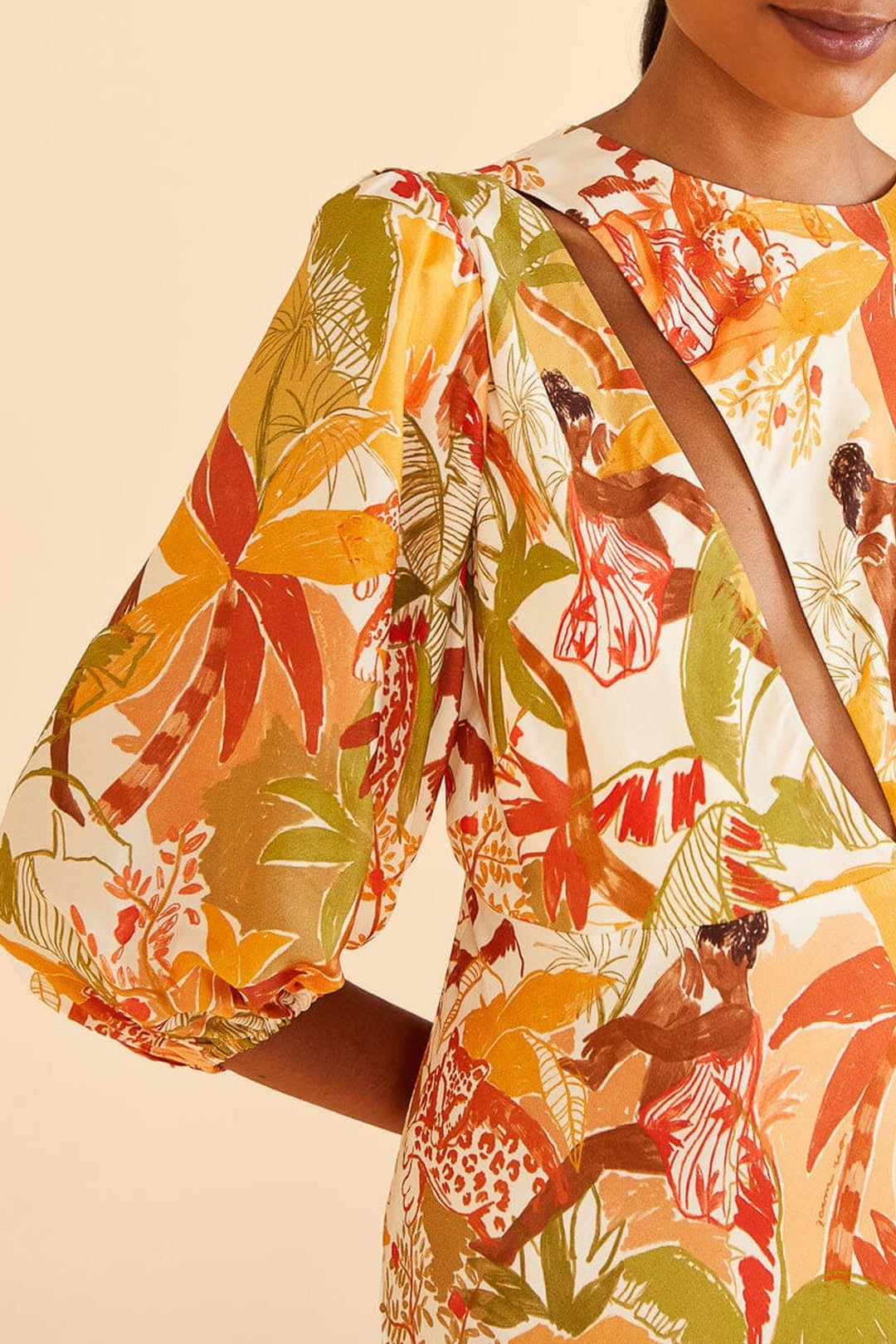 Robe midi Leopard Forest Sand - Orange