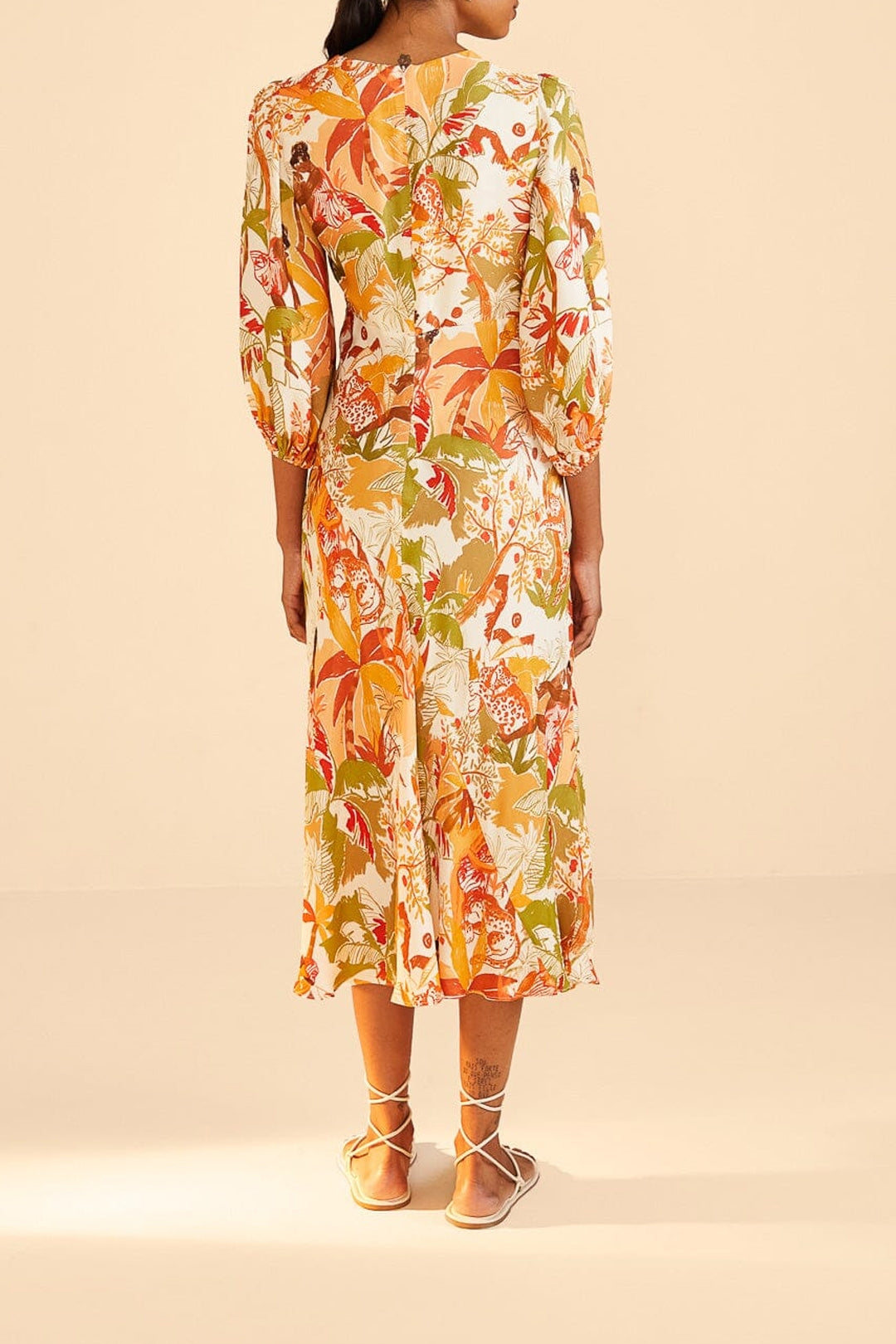 Robe midi Leopard Forest Sand - Orange