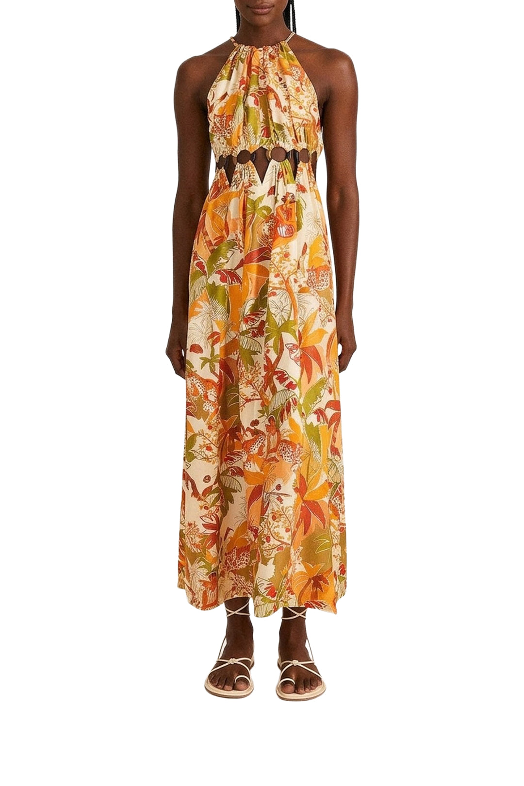 Robe longue Leopard Forest Sand - Orange